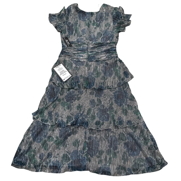 SLNY Metallic Tiered Flutter Sleeve Dress Size 12 NWT Evening Cocktail - Picture 3 of 3